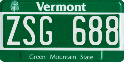 VT license plate ZSG688