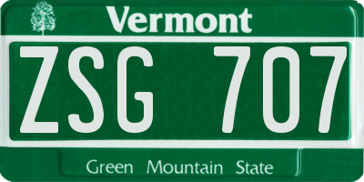 VT license plate ZSG707