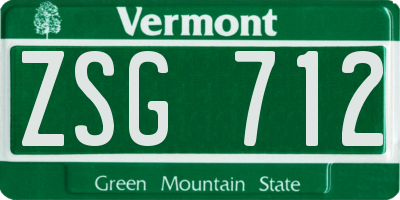 VT license plate ZSG712