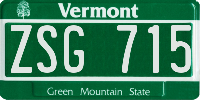 VT license plate ZSG715