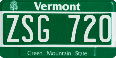 VT license plate ZSG720