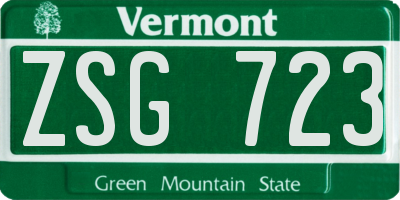 VT license plate ZSG723