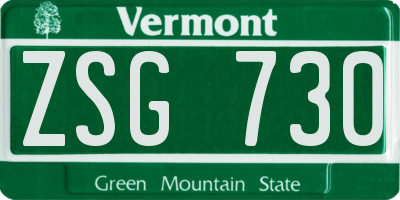 VT license plate ZSG730
