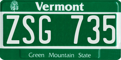 VT license plate ZSG735
