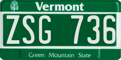 VT license plate ZSG736
