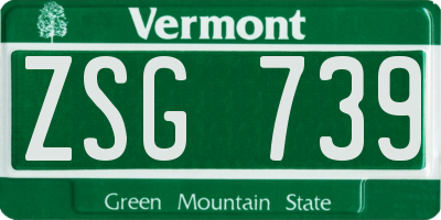 VT license plate ZSG739