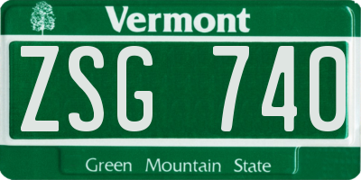 VT license plate ZSG740