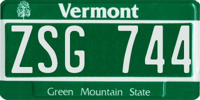 VT license plate ZSG744