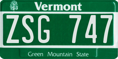 VT license plate ZSG747