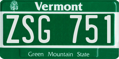 VT license plate ZSG751