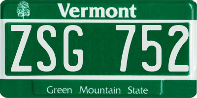 VT license plate ZSG752