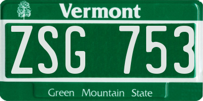 VT license plate ZSG753