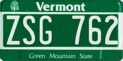 VT license plate ZSG762