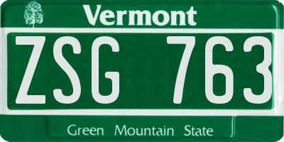 VT license plate ZSG763
