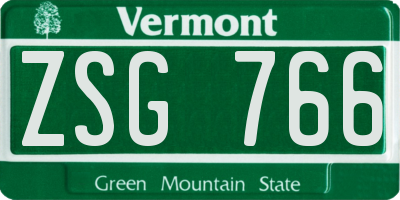 VT license plate ZSG766