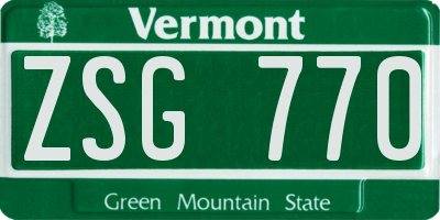 VT license plate ZSG770