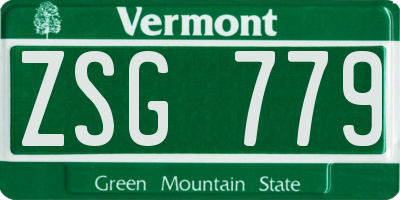 VT license plate ZSG779