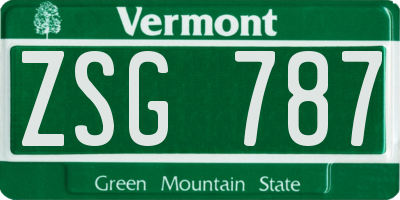 VT license plate ZSG787