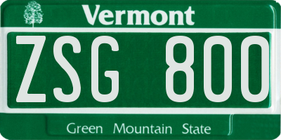 VT license plate ZSG800