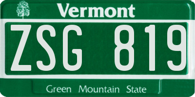 VT license plate ZSG819