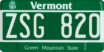 VT license plate ZSG820