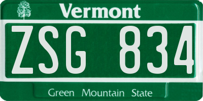 VT license plate ZSG834