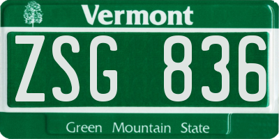 VT license plate ZSG836