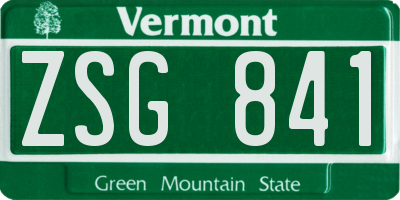 VT license plate ZSG841