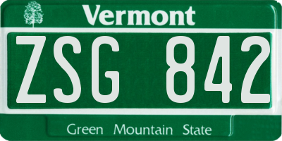 VT license plate ZSG842