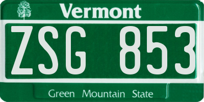 VT license plate ZSG853