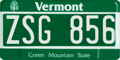 VT license plate ZSG856