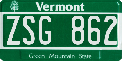 VT license plate ZSG862