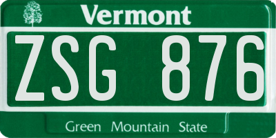 VT license plate ZSG876