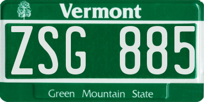 VT license plate ZSG885