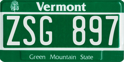 VT license plate ZSG897