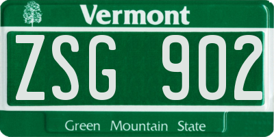 VT license plate ZSG902