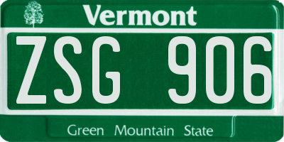 VT license plate ZSG906