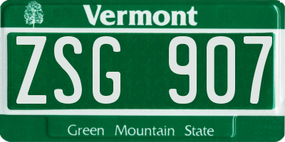VT license plate ZSG907