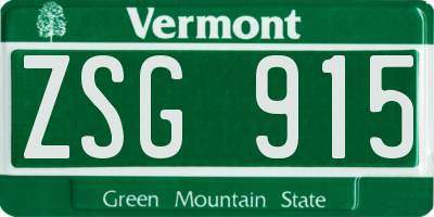 VT license plate ZSG915