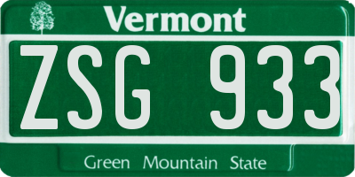 VT license plate ZSG933