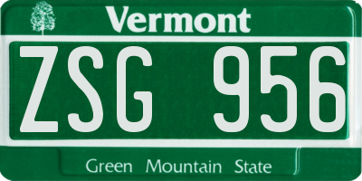 VT license plate ZSG956
