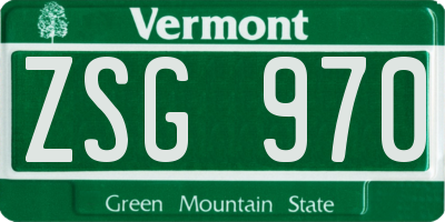 VT license plate ZSG970
