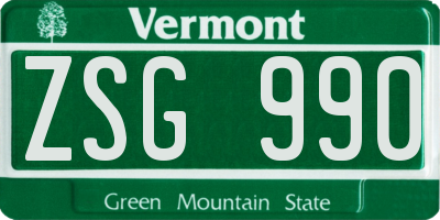 VT license plate ZSG990