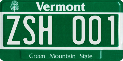 VT license plate ZSH001