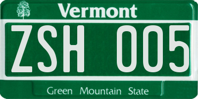 VT license plate ZSH005