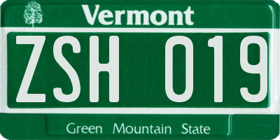 VT license plate ZSH019