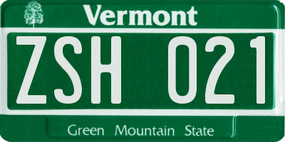 VT license plate ZSH021