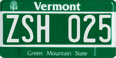 VT license plate ZSH025