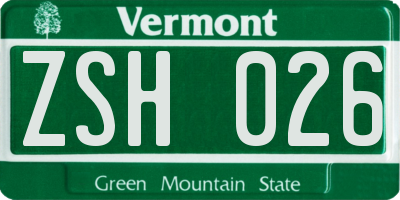 VT license plate ZSH026