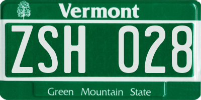 VT license plate ZSH028